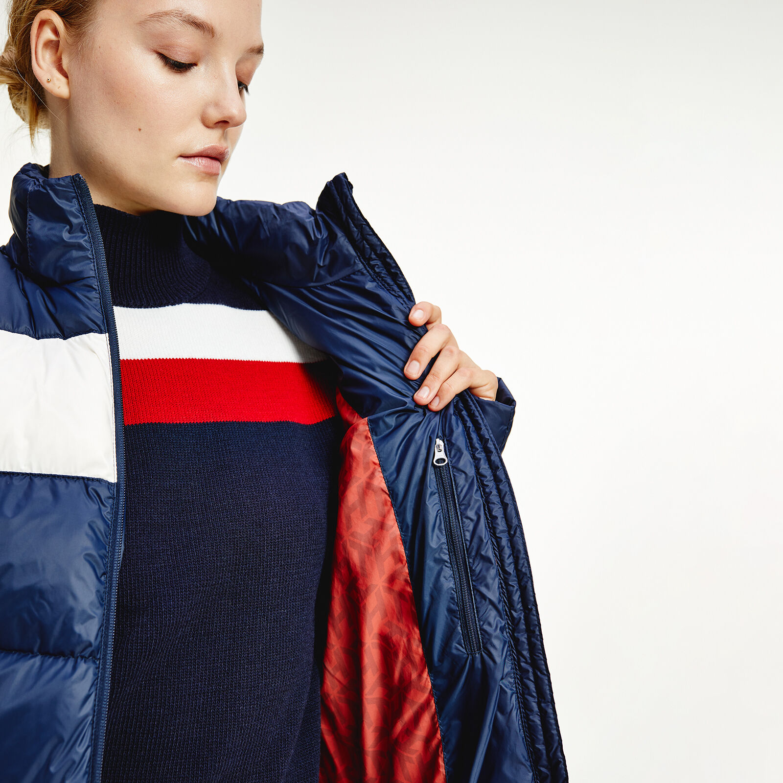 New Tommy Hilfiger Jacket Womens Small THFlex Packable Puffer Hoodie Coat |  eBay